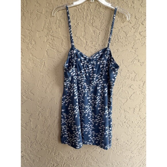 Forever 21 Women’s Animal Print Giraffe Elephant Blue Dress Button Up Spaghetti - Picture 3 of 8
